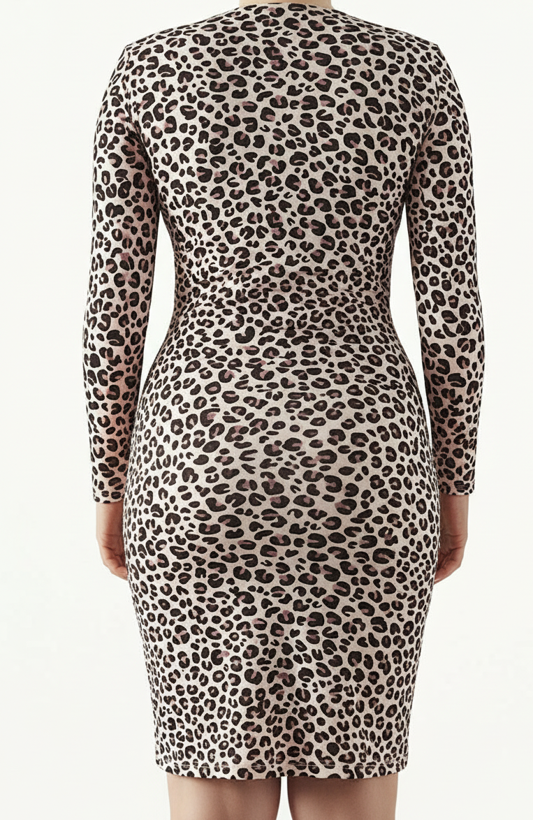 Kleid mit langen Ärmeln French Terry Leopard